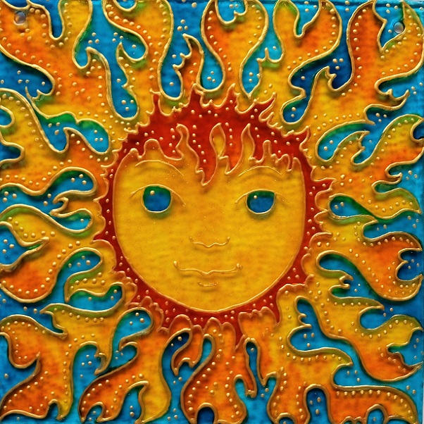 Sluníčko - malovaná vitráž (malba na skle)