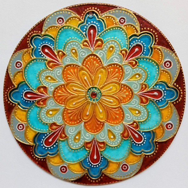 Mandala - "Kouzlo Radosti" (malba na skle - 12 cm)