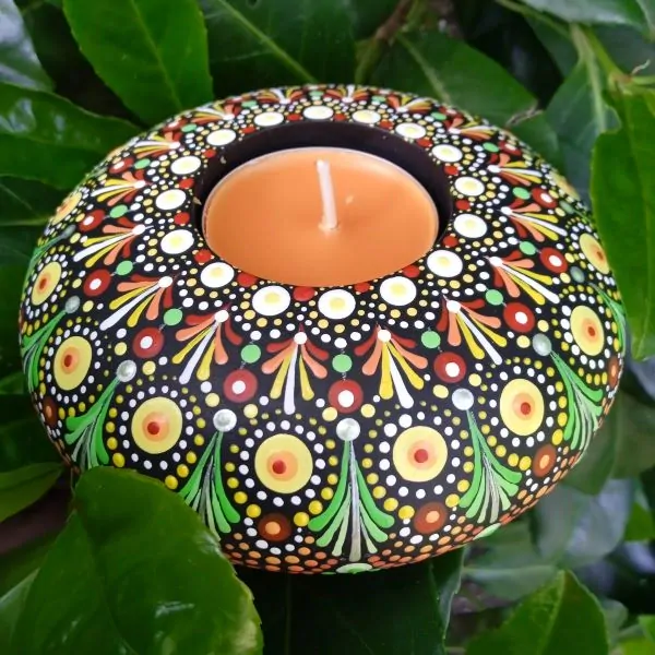 Svícen s tečkovanou mandalou - Tea Light Candle holder