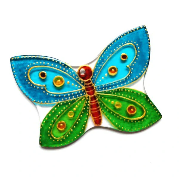 Motýlek k zavěšení do okna - malovaná vitráž (Suncatcher)