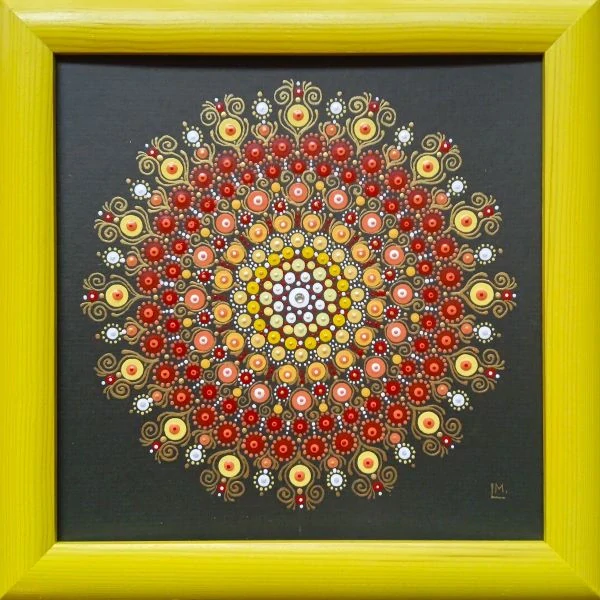 Mandala "Silméne" - tečkovaná mandala otevřenosti, Vitality a Optimismu