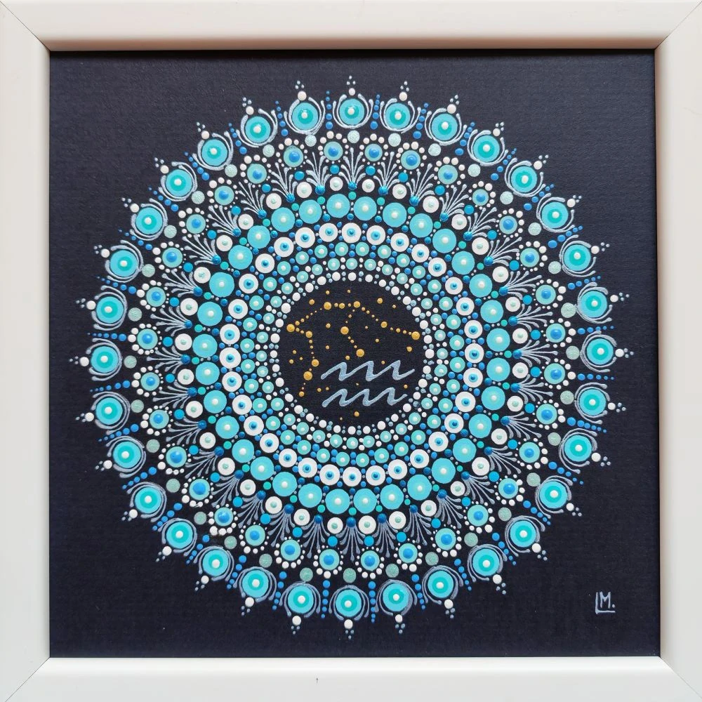 Vodnář - tečkovaná mandala znamení zvěrokruhu