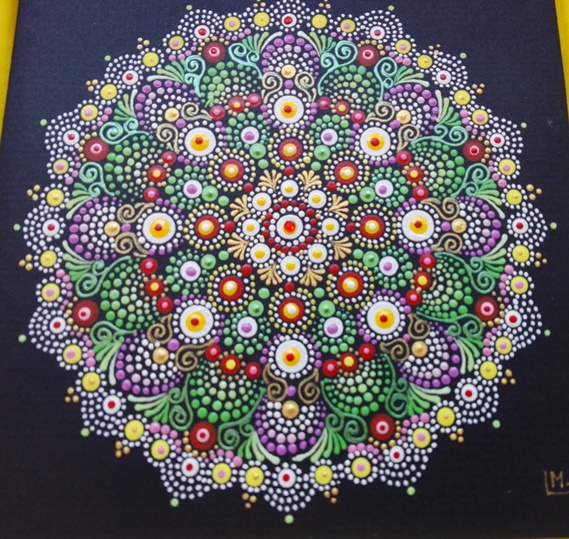 Mandala - "Vilernisi" - tečkovaná mandala otevřenosti, optimismu a důvěry v Dobro
