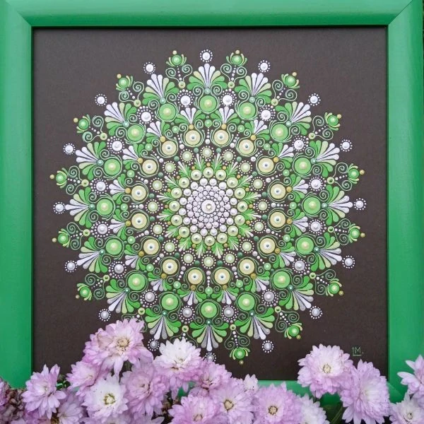 Mandala - "Veyleine" - tečkovaná mandala vnitřního klidu, regenerace a vitality