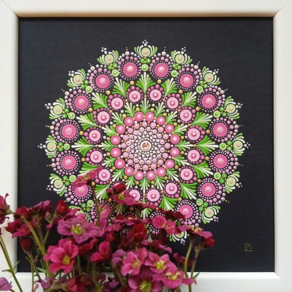 Mandala - "Esmerill" - tečkovaná mandala svěžesti, Lásky a Harmonie