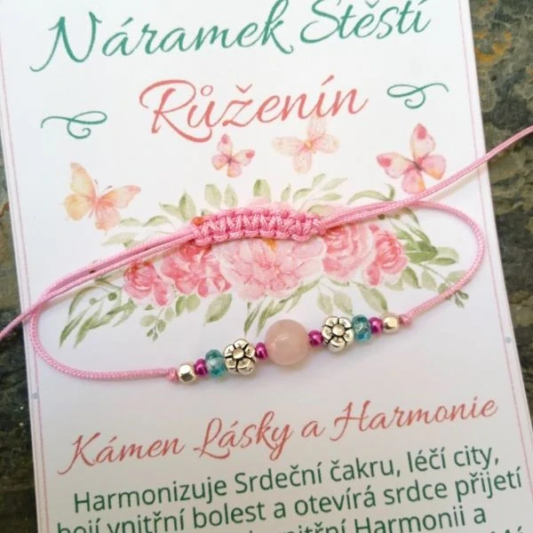 Shamballa náramek s Růženínem pro Štěstí, Lásku a Harmonii