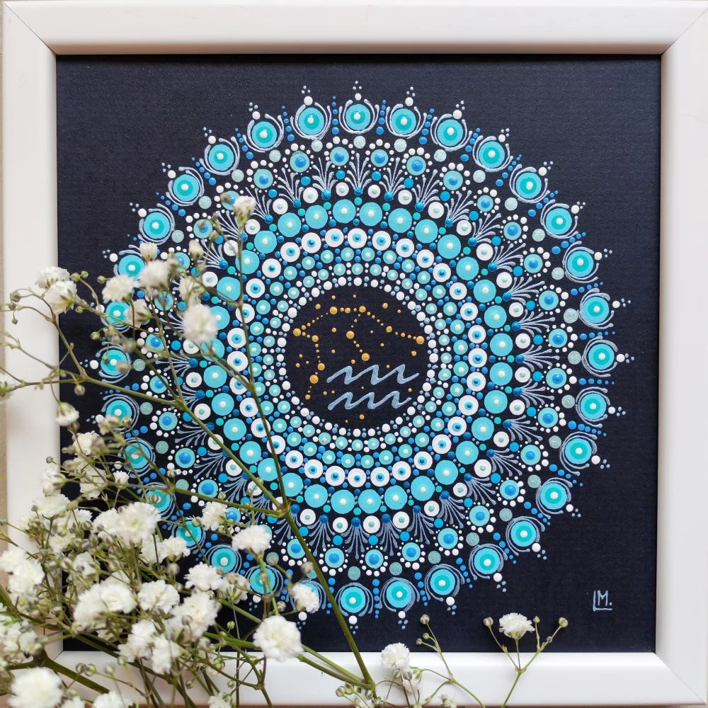 Vodnář - tečkovaná mandala znamení zvěrokruhu