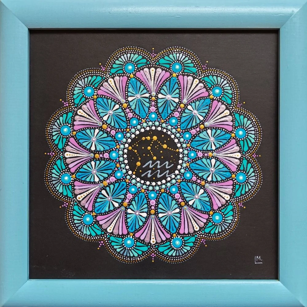 Vodnář - tečkovaná mandala znamení zvěrokruhu