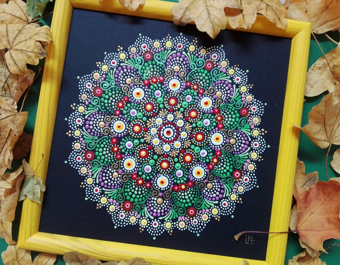 Mandala - "Vilernisi" - tečkovaná mandala otevřenosti, optimismu a důvěry v Dobro