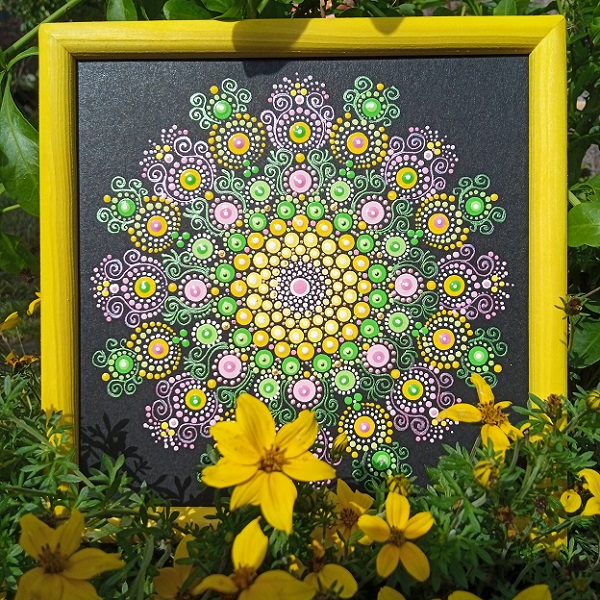Mandala - "Semide" - tečkovaná mandala otevřenosti, Optimismu a Prosperity