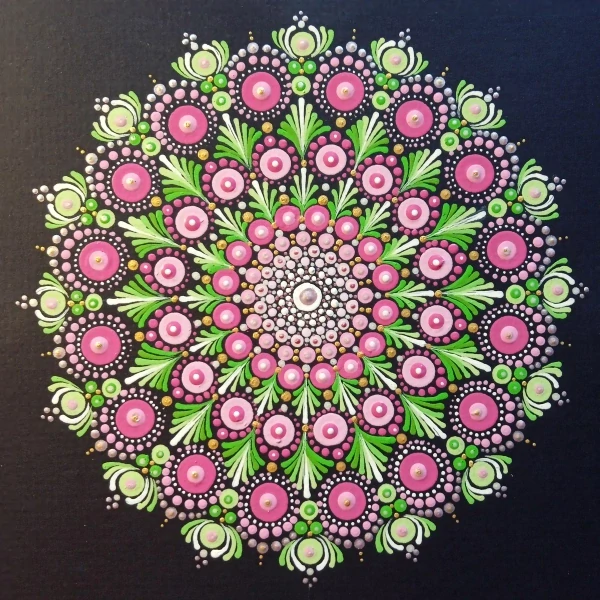 Mandala - "Esmerill" - tečkovaná mandala svěžesti, Lásky a Harmonie
