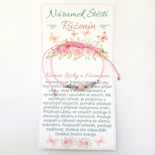 Shamballa náramek s Růženínem pro Štěstí, Lásku a Harmonii