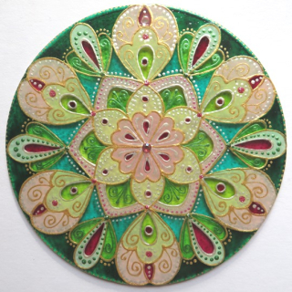 Mandala regenerace a otevřenosti Lásce - "Něha Lásky" (závěsná vitráž)