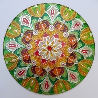 Mandala - "Pro každý den rozkvétám" (malba na skle - 12 cm)