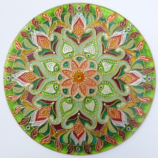 Mandala "Vůně květu Oktánie" (malba na skle - 15 cm)
