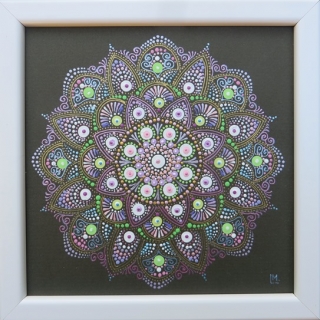 Mandala - "Maveriell" - tečkovaná mandala Moudrosti, klidu a Harmonie