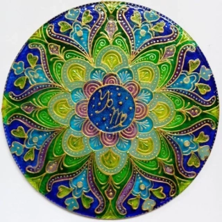 Mandala Zvěrokruhu - malba na skle, originál