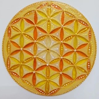 "Květ Života" - závěsná harmonizační mandala (malba na skle - 12 cm)
