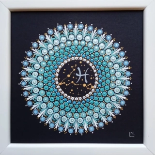 Mandala "Ryby" - tečkovaná mandala Zvěrokruhu