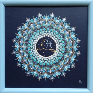 Mandala "Ryby" - tečkovaná mandala Zvěrokruhu