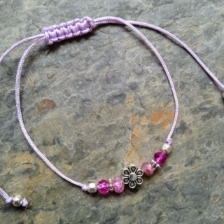 Jemný Shamballa náramek pro Štěstí - fialkovo růžový