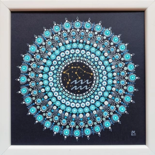 Vodnář - tečkovaná mandala znamení zvěrokruhu